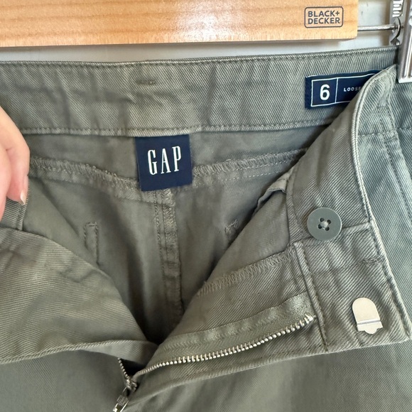 GAP Wide Leg Khaki Olive Green Wide-Leg Chino Pants Women’s 6 Loose - Picture 6 of 7